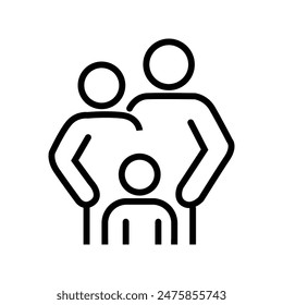 Family flat icon, black and white vector graphic