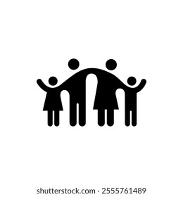 Family Flat Icon Black and White Vector Graphic. People icons set.