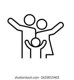 Family Flat Icon Black and White Vector Graphic. People icons set. Father, mother and children icons.	