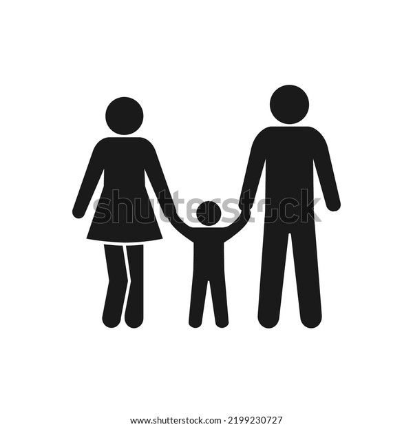 Family Flat Icon Black White Vector Stock Vector (Royalty Free ...