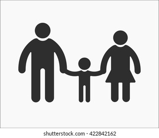 Family flat Icon mom and dad with his son holding hands