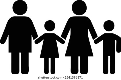 Family Flat Icon Silhouette Vector - Minimalistic Family Silhouettes for Design.Perfect for websites, apps, social media, and more. This vector pack features minimalist family silhouettes, 