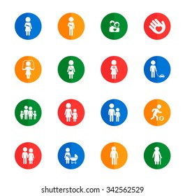 Family flat icons for media