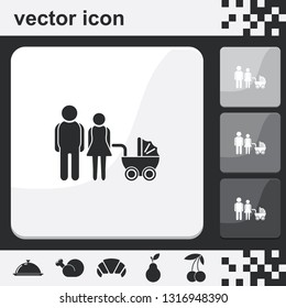 Family flat set of buttons vector Icon. Man, woman, baby.
