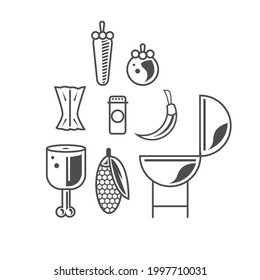 Family Food Decoration Vector Icon Set