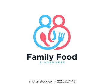 family food with fork and spoon logo design