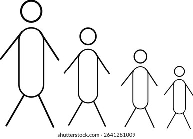 family of four , Men Icons Collection in Line Art Style, Collection of men icons in linear style. Ideal for use in UI UX, apps, gender signs, and educational illustrations