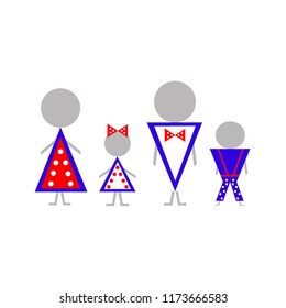 Family of four people. Mother, father, daughter and son.