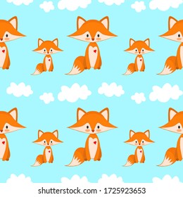 Family fox cloud baby repeat pattern