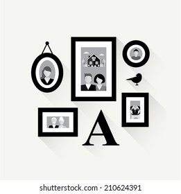 family frame collage wall vector illustration avatars