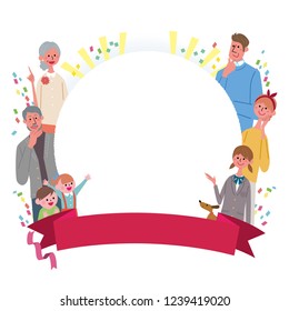 Family frame ribbon illustration
