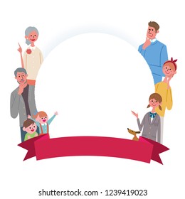 Family frame ribbon illustration
