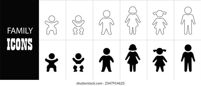 Family and friends icon set
