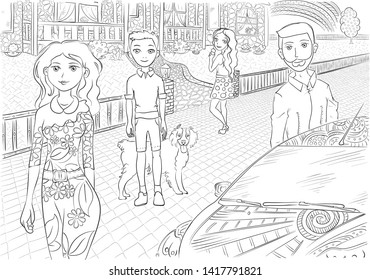 Family in front of own house