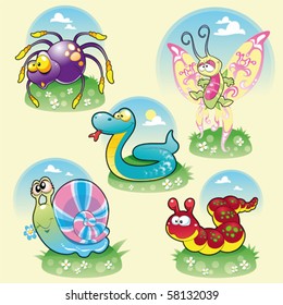 Family of funny animals. Cartoon and vector illustration, isolated objects