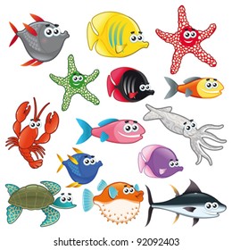 Family Funny Fish Vector Isolated Characters Stock Vector (Royalty Free ...