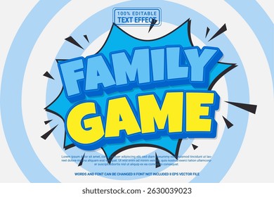 Family Game Editable Text Effect Vector Design – Playful and Modern Typography Cartoon Style for Poster, Branding, Social Media