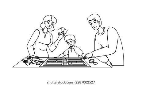 family games vector. home happy, fun play, kid dad, father mother, together board, children family games character. people Illustration