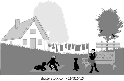Family  in the garden