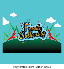 Family Gathering Art Work for Banner. Simple Flat Vector Design.