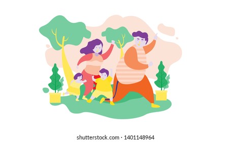 Family Gathering Day Park Vector Illustration Stock Vector (Royalty ...