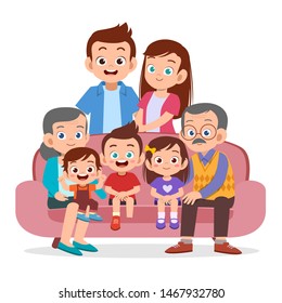 family gathering together vector isolated