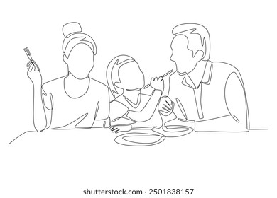 Family gatherings concept one-line drawing