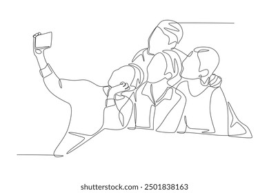 Family gatherings concept one-line drawing