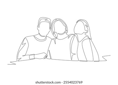 Family gatherings concept one-line drawing