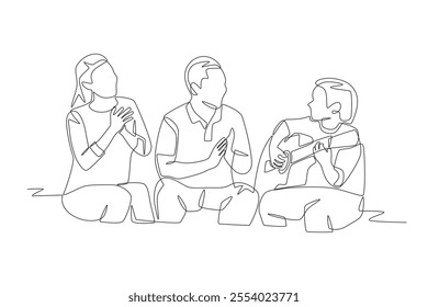 Family gatherings concept one-line drawing
