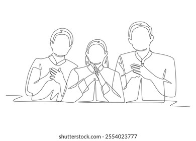 Family gatherings concept one-line drawing
