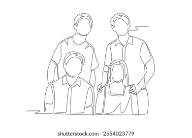 Family gatherings concept one-line drawing