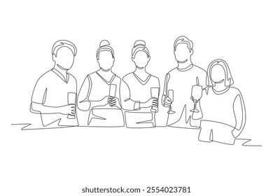 Family gatherings concept one-line drawing
