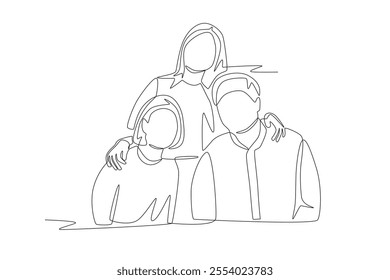 Family gatherings concept one-line drawing