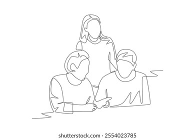 Family gatherings concept one-line drawing