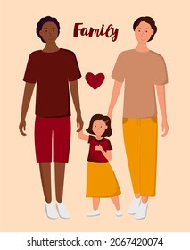 A family of gay men with a daughter. LGBT family.