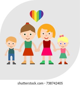 family gay, pregnant, lesbians, gay couple, icon, flat, pink, heart rainbow