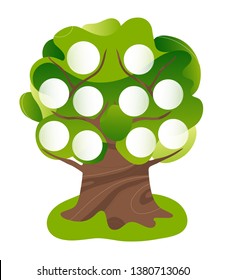 Family genealogical tree with blank space for photo. Flat modern trendy style.Vector illustration character icon. Isolated on white background.