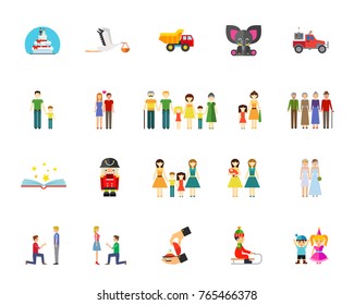 Family and generation icon set