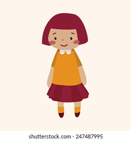 family girl character flat icon, eps10