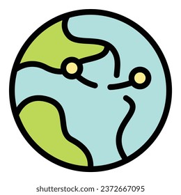 Family global help icon outline vector. Migrant people. War seeker color flat