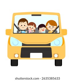 Family going for a drive in a car