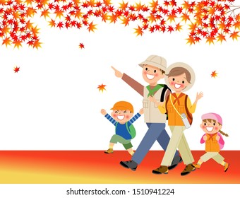 Family going out for autumn