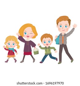 Family going out. It's vector art so it's easy to edit.