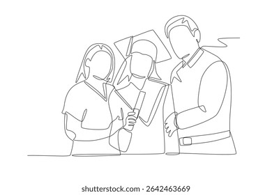 Family graduations concept one-line drawing