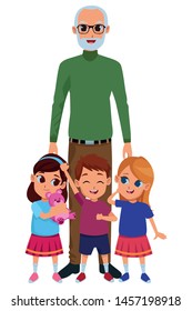 Family grandchildren and grandfather of hand vector illustration graphic design vector illustration graphic design