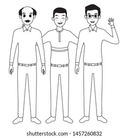 Family grandfather with father and adult son greeting vector illustration graphic design