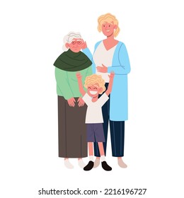 family grandmother mom and son together