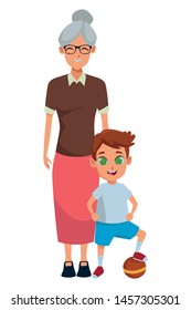 Family grandmothertaking care of grandson cartoon vector illustration graphic design
