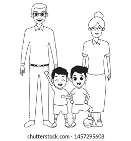 Family grandparents taking care grandchildren cartoons